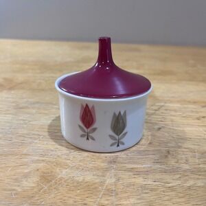 Vtg‎ Rosenthal Lunapark 4067 Sugar Bowl Lid MCM Germany Tulip Porcelain Burgundy